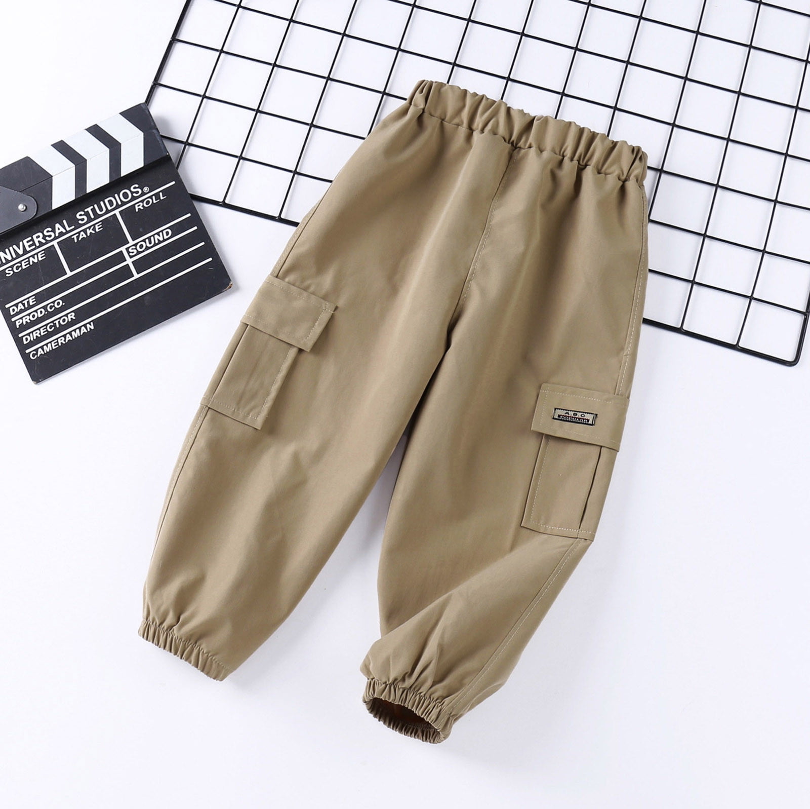 Gubotare Boys Jogger Pants Boys Elastic Casual Spring Summer Pants Fashion Boys Pants,Beige 5-6 Years