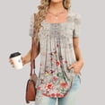 thumbnail image 1 of Fiudx Liquidación de Ofertas Flash Blusa Holgada de Manga Corta Informal con Estampado a La Moda para Mujer, 1 of 4