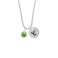 thumbnail image 2 of Delight Jewelry 10mm Lime Green Crystal Drop Silvertone Script Initial Disc - C - Charm Necklace, 20"+3", 2 of 4