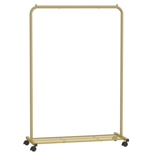 Perchero SONGMICS con ruedas, capacidad de carga de 110 libras, dorado