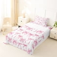 thumbnail image 3 of spefrowx Watercolor Pink Bow Twin Sheets for Girls, Gingham Polka Dot Ribbon Bedding, 3 Pieces, 1 Flat Sheet, 1 Fitted Sheet and 1 Pillowcase, 3 of 6