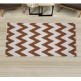 thumbnail image 1 of Shapes Decorative Rug, Chevron Pattern Classic Geometrical Horizontal Zig Zag Stripes Retro Artwork, Quality Carpet for Bedroom Dorm and Living Room, 6 Sizes, Caramel White, by Ambesonne, 1 of 1