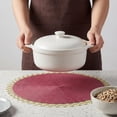 thumbnail image 4 of REGALWOVEN Rustic Placemats 6 Pack Round Woven Placemats for Dining Table Decor Indoor Outdoor Washable Kitchen Table Mat Wipe Clean Red 15x15inch, 4 of 6