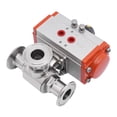 thumbnail image 5 of Fichiouy 1" T Type Tri Clamp Sanitary Pneumatic Ball Valve 3-Way Stainless Steel 304, 5 of 10