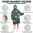 thumbnail image 5 of Wearable Oversized Blanket,DarkBlue Colorful Dinosaurs Leaves Pattern Wearable Blanket Hoodie for Adults,Cozy Hooded Blankets with Super Pockets,Super Warm Fuzzy Pullover for Women & Men, 5 of 6
