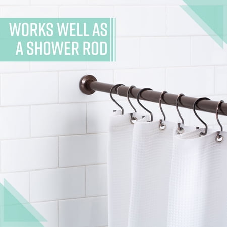 Home Details 42 to 74 Adjustable Straight Shower Curtain Tension Rod, Oil Rubbed