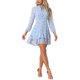 thumbnail image 2 of INSPIRAR CHIC Vestidos de Verano para Mujeres 2025 Floral con Cinta Cuello en V Semi Transparente de Manga Larga Capa de Chifón Mini Vestido L Azul, 2 of 6