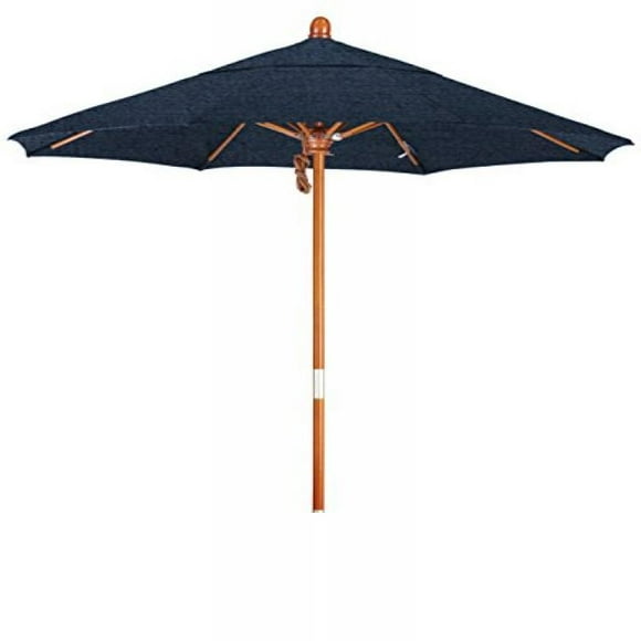 California Umbrella 7.5' Grove Series Patio Umbrella With Wood Pole Hardwood Ribs Push Lift With Sunbrella 1A Spectrum Indigo Fabric