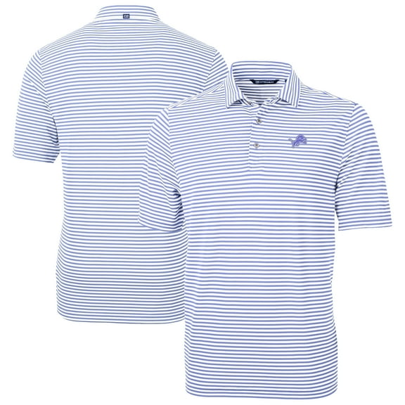 Men's Cutter & Buck Purple Detroit Lions Virtue Eco Pique Stripe Recycled Polo