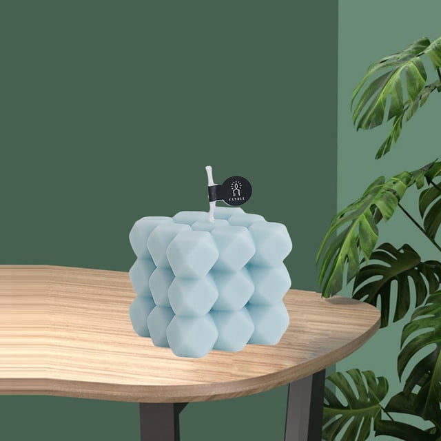 de burbuja geométrica, cera , s perfumadas pequeña de cumpleaño dormitorio, oficina, accesorios decorativos para fotografía Azul perfecl vela de aromaterapia