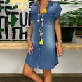 thumbnail image 2 of HJYCHN Stylish Women Sleeveless Turndown Collar Casual Party Swing Denim Dress for Everyday Wear Navy L, 2 of 5
