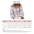thumbnail image 4 of Blusa rosa con escote en V y hombros descubiertos, camisa informal holgada y elegante, blusa con mangas con volantes y estampado floral XXL, 4 of 4