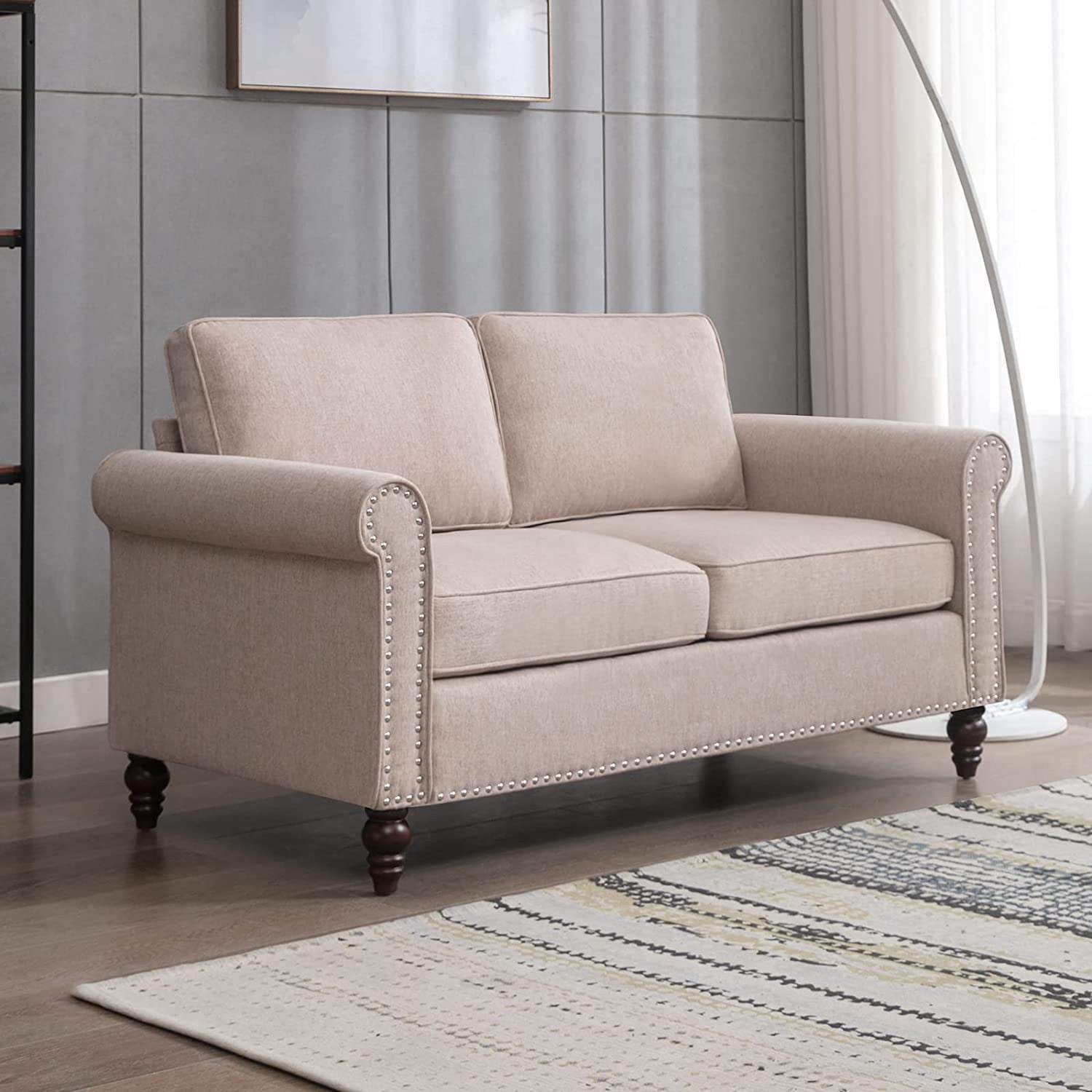 BALUS Upholstered Loveseat Couch for Living Room, Modern Love seat Sofa Furniture with 5.9 ...