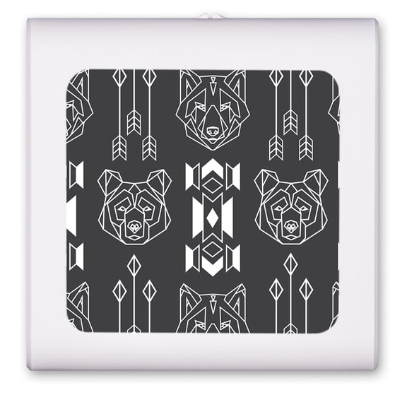 Plug in Dimmable LED Night Light with Dusk to Dawn Auto Sensor, Adjustable Brightness, Warm Light, Auto On/Off Nightlight for Bathroom, Hallway, Nursery, Bedrooms - Bear and Wolf