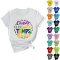 thumbnail image 5 of BOOMILK Mardi Gras Shirts for Women Casual Letter Graphic Tees V Neck Short Sleeve T-shirt Gift Summer Tops Plus Size, 5 of 5