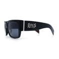 thumbnail image 6 of Locs Mens Day of Dead Skull Print Thick Arm Rectangle Horn Rim Sunglasses Fuchsia, 6 of 8