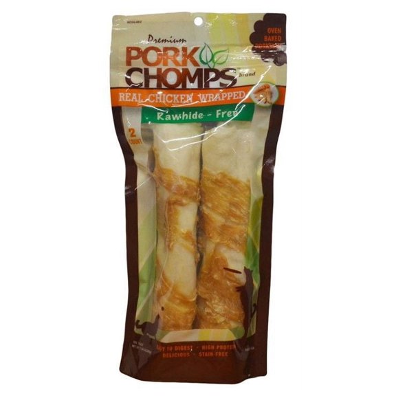 Pork Chomps Real Chicken Wrapped Rolls [Dog, Treats Packaged] 2 count