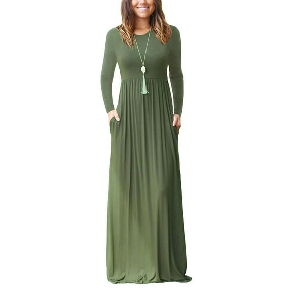 HAOMEILI Women Short/Long Sleeve Loose Plain Maxi Dresses Casual Long Dresses with Pockets