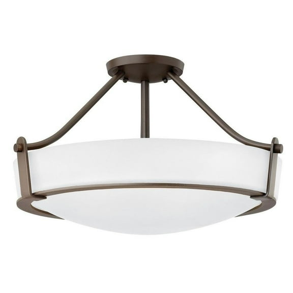 4 Light Large Semi-Flush Mount in Transitional Style 20.75 inches Wide By 12.25 inches High-Olde Bronze Finish-Etched Glass Color-Incandescent Lamping