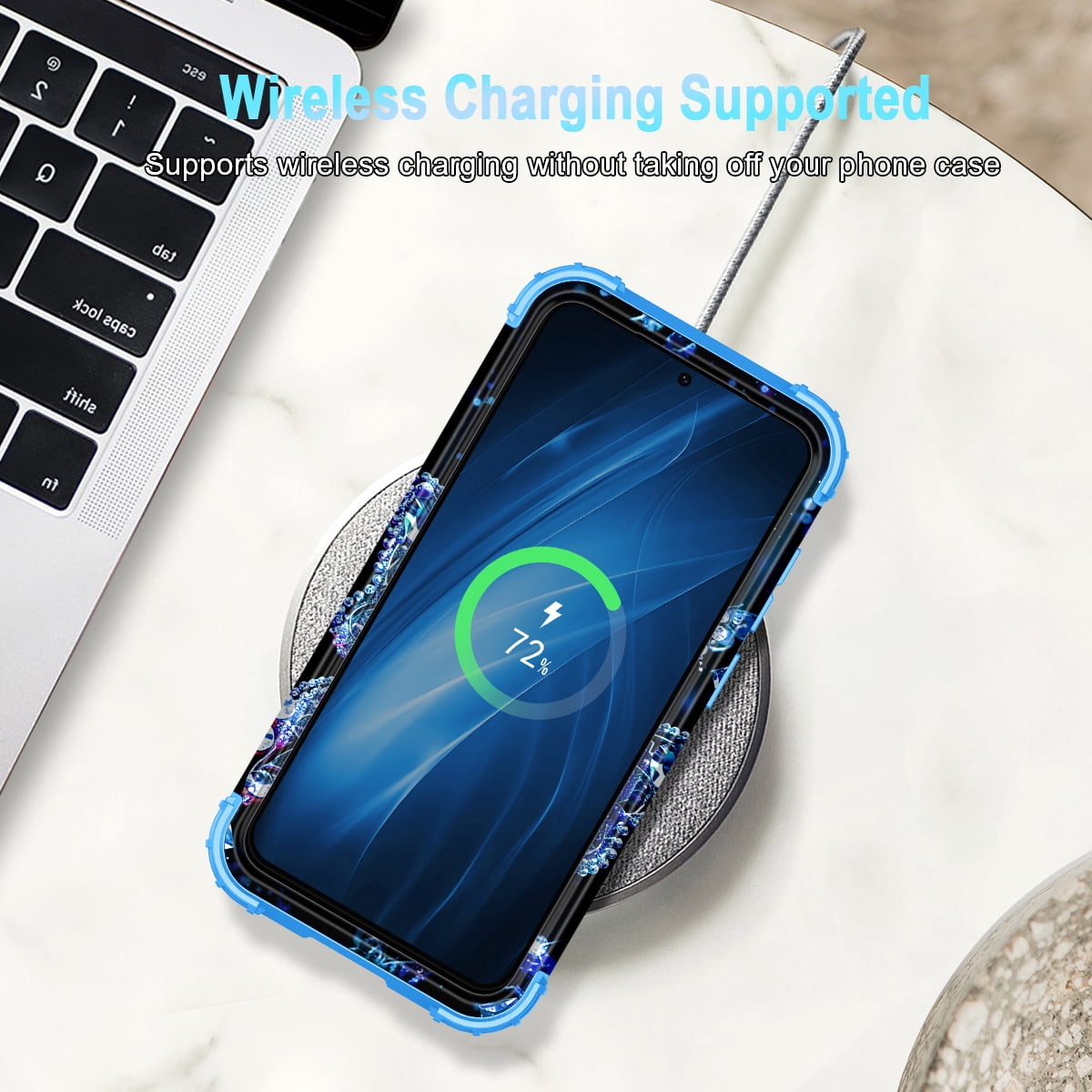 Casetego for Samsung Galaxy S23 5G Case,Glow in The Dark Three Layer Heavy Duty Shockproof Full Body Protection Hard Plastic Bumper+Soft Silicone Protective 6.1 inch Case,Blue Crystal