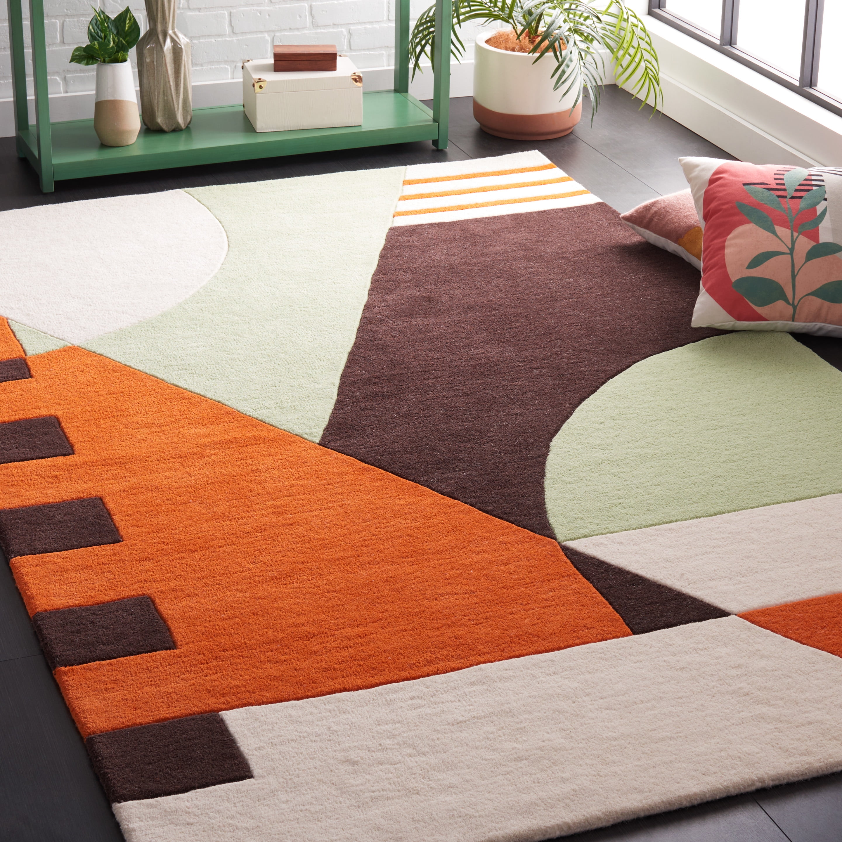 SAFAVIEH Rodeo Drive Kenneth Abstract Area Rug, Green/Brown, 6' x 9'
