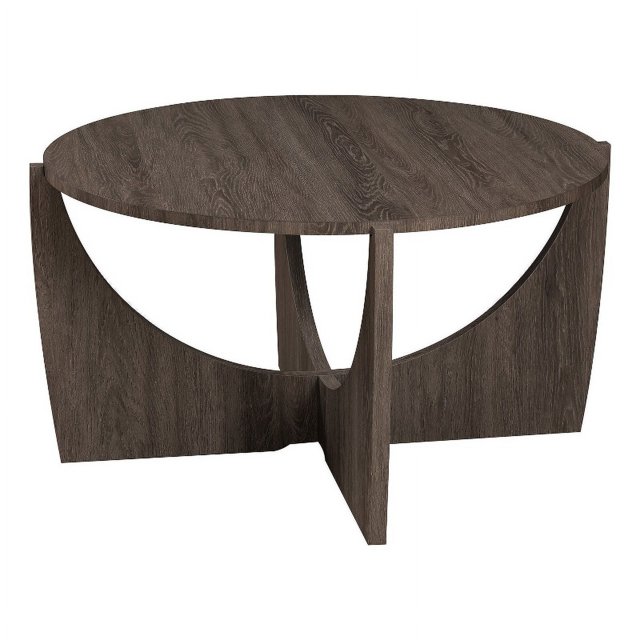Walker Edison Table Basse Ronde en Bois avec Base Croisée Ouverte, Frêne Cérusé
