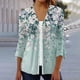 thumbnail image 1 of Xuyuer 3/4 Length Sleeve Womens Tops Round Neck Casual Summer Tunic Tops Basic Tees Blouses Cardigan Lightweight Button Down Casual Dressy T-Shirts Pleated Cute Shirts, 1 of 5