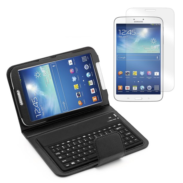 Bluetooth Keyboard Folio with Screen Protector for Samsung Galaxy Tab 3