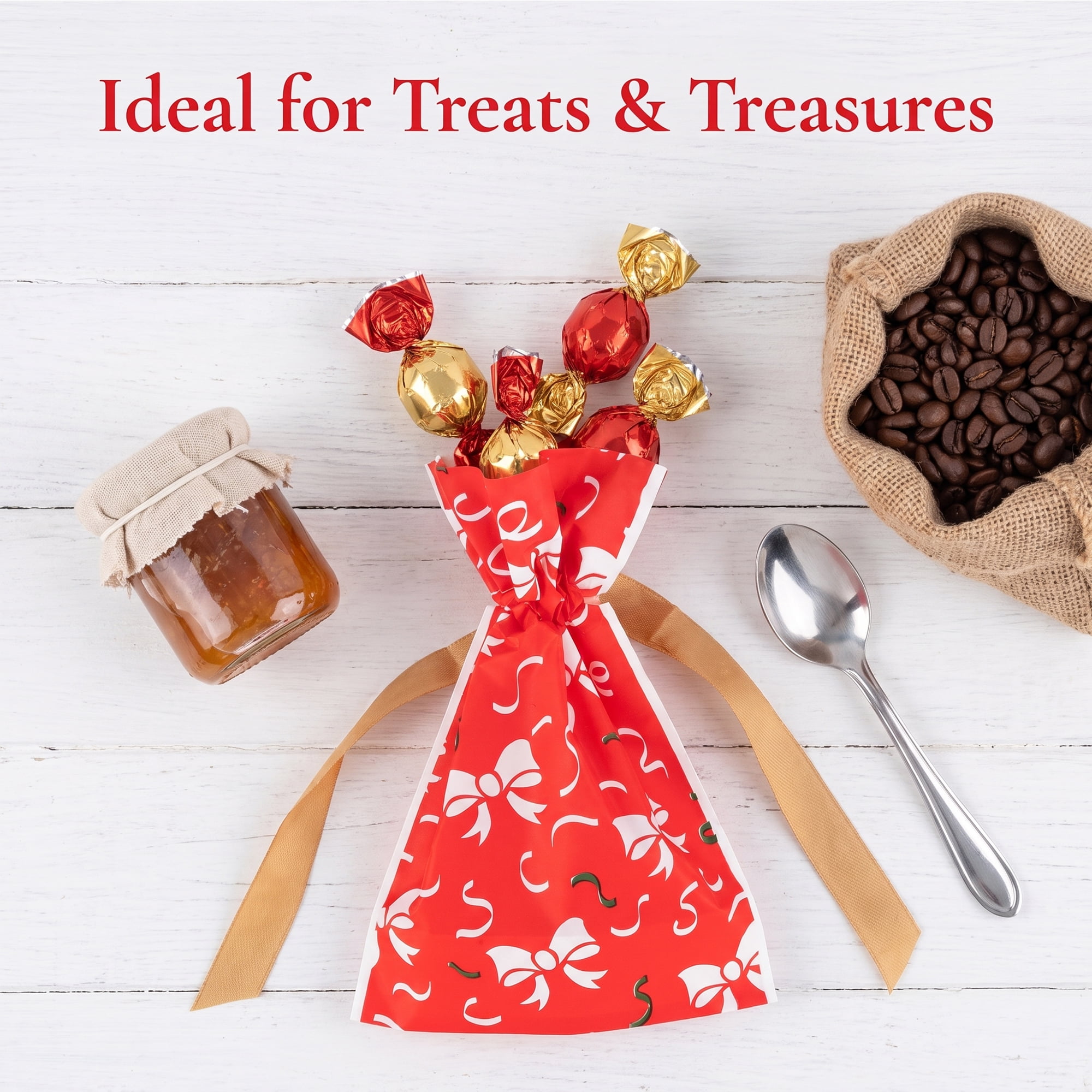 Unique Bargains 10Pcs Multi-Purpose Waterproof Gift Bags with Handles Red 4.7" x 6.7"