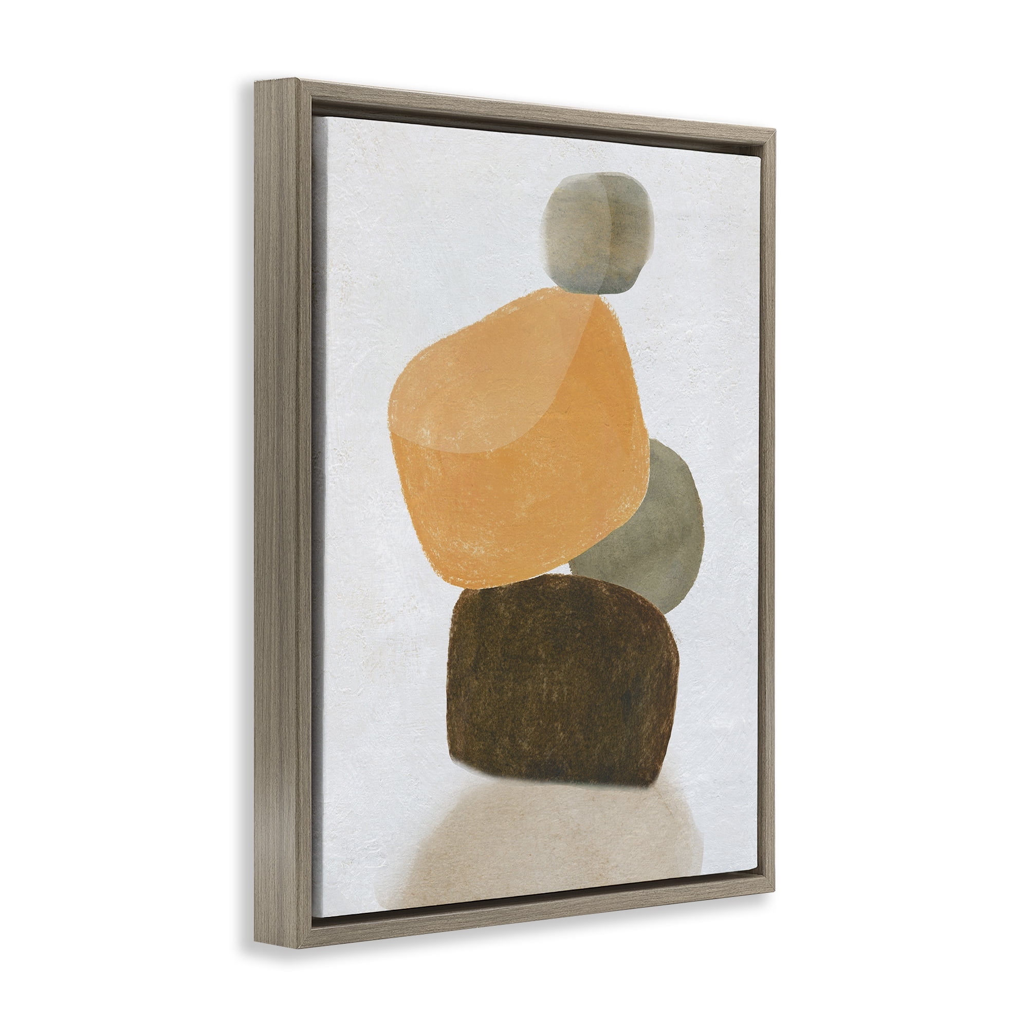 Stupell Industries Orange & Grey Rocks Abstract Painting Brown Floater Framed Canvas Art Print Wall Art, 17 x 21