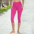 thumbnail image 6 of BiZtdJrK Womens Workout Capri Leggings with Pockets High Waisted Tummy Control Compression Yoga Capris Solid Lightweight Stretch Athletic Leggings on sale or clearance Hot Pink L, 6 of 10