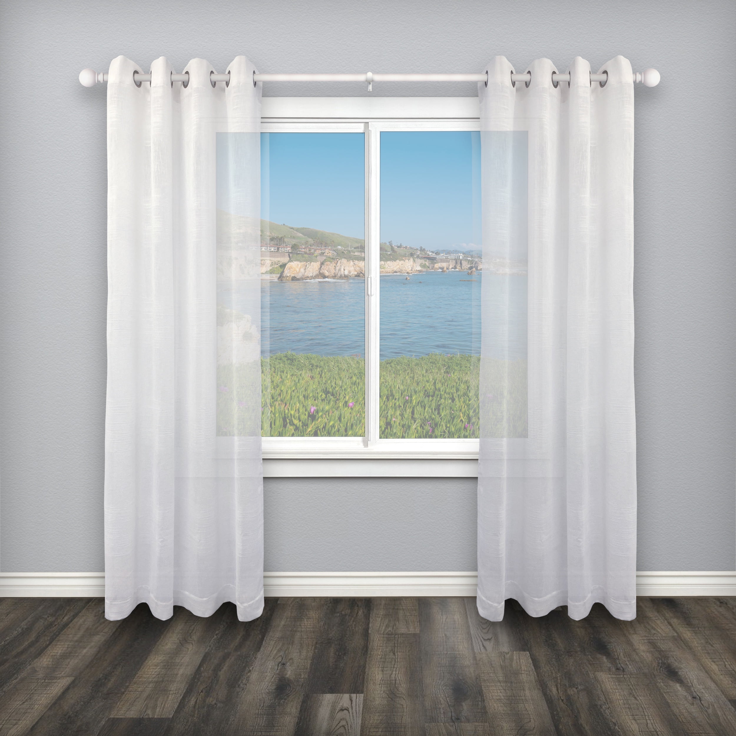 Decopolitan Punch and Press No Drill Curtain Rod Set 36-72 inch, White