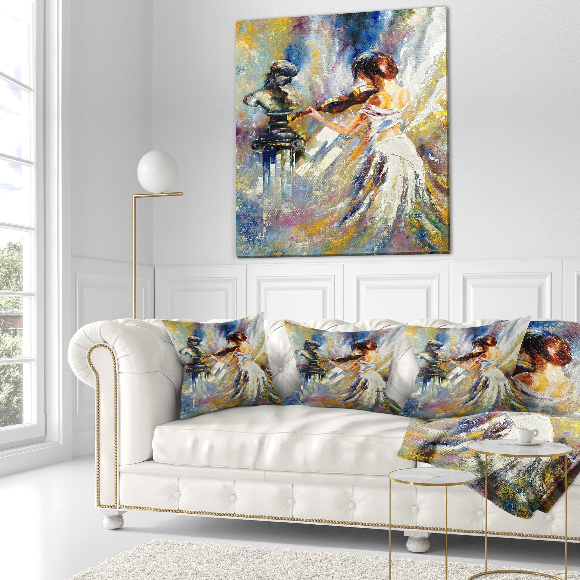 Designart Love with Endless Music - Abstract Throw Pillow - 16x16