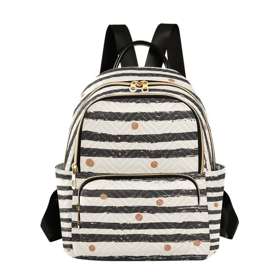 FORMRS Mini Backpack Purse for Women Quilted Travel Daypack Casual Shoulder Bag, Black Stripes