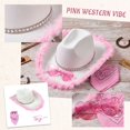 thumbnail image 2 of choiix Womens Halloween Cowboy Hat Set Furry Brim Rhinestone Band With Glasses And Bandana Costume Accessory Party Prop Fancy Dress, 2 of 8