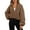 Caramel color-L, variant on Womens Fleece Cropped Jackets Zip Up Oversized Sweatshirts Winter Clothes Long Sleeve Sherpas Lined Hoodie Fall Outfits