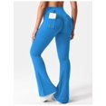 thumbnail image 2 of Flare Leggings with Pockets for Women Scrunch Workout Leggings Butt Lifting Gym Yoga Pants Work Pants Emerald Blue M, 2 of 6