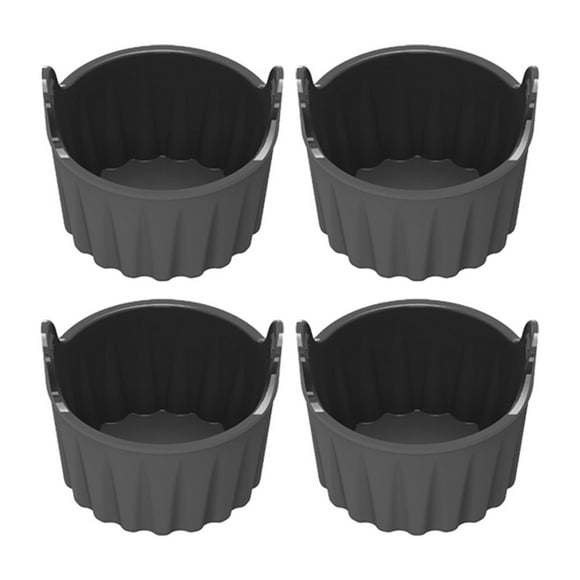 LEFU Silicone Air Fryer Baking Ramekins Set of 4 - Nonstick Molds for Eggs, Muffins, Cupcakes, Puddings - Reusable Food-Grade Bakeware with Easy Lift Handles, 8.8x8x7cm