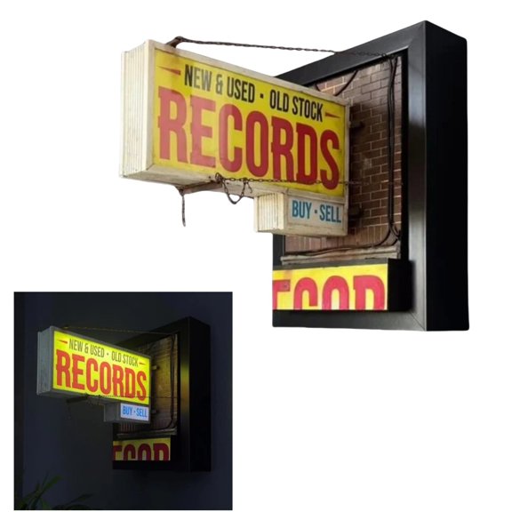 Clearance! Record Store Retro Wall Light, Vintage Record Wall Decor, Music Lover Gift, Retro Room , Record Collector Gift