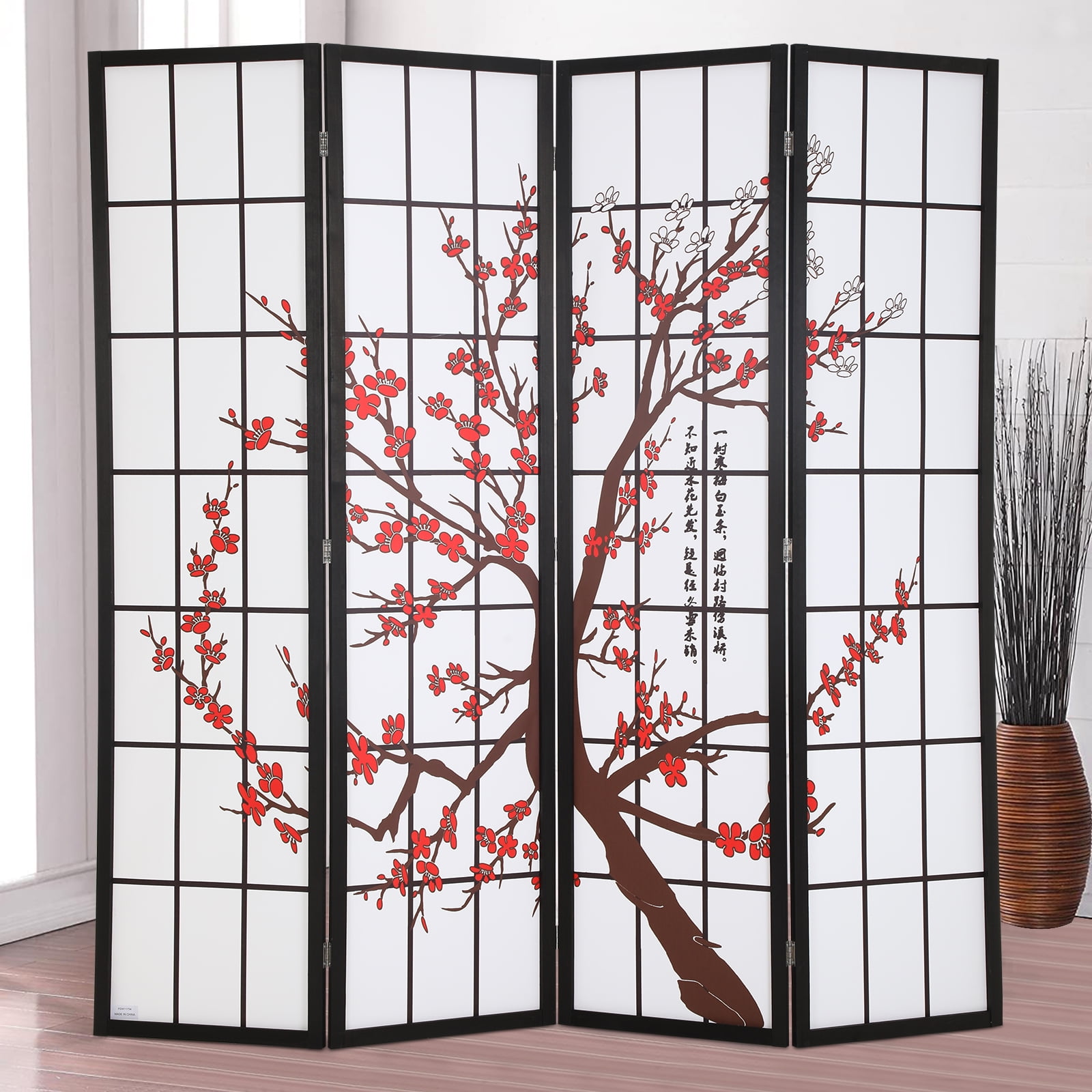 NiamVelo 4 Panel Room Dividers 6Ft Folding Privacy Screens Portable Room Partition , Freestanding Tall Room Divider, White