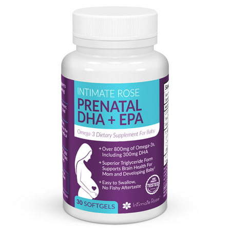 Intimate Rose - Prenatal DHA Supplement - Prenatal Omega 3 - Essential Pregnancy Vitamins - EPA Supplement for Healthy Mother and Baby - DHA 300mg, Total Omega-3 (Best Pre Pregnancy Supplements)