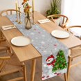 thumbnail image 3 of Grey Christmas Table Runner 48 Inches Long Farmhouse Dress Scarves, Snowman Xmas Tree Ball Snowflake Dining Tablerunner for Coffee Table/Kitchen Island/Party Décor, 13" x 48", 3 of 8