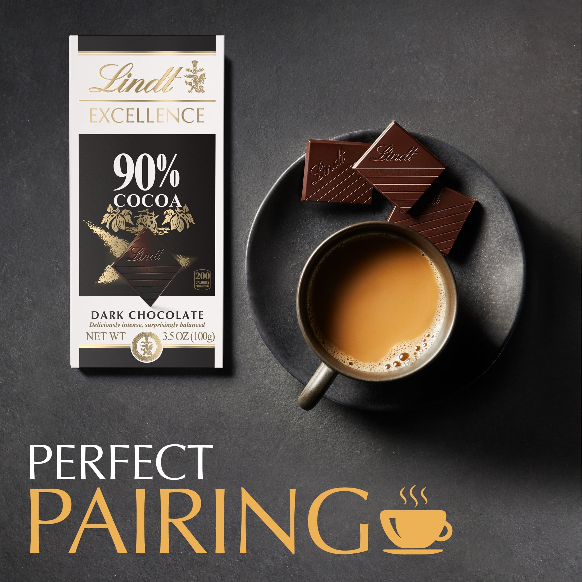 Lindt Excellence, Dark Chocolate, 90% Cocoa, Candy Bar, 3.5 oz, Bar