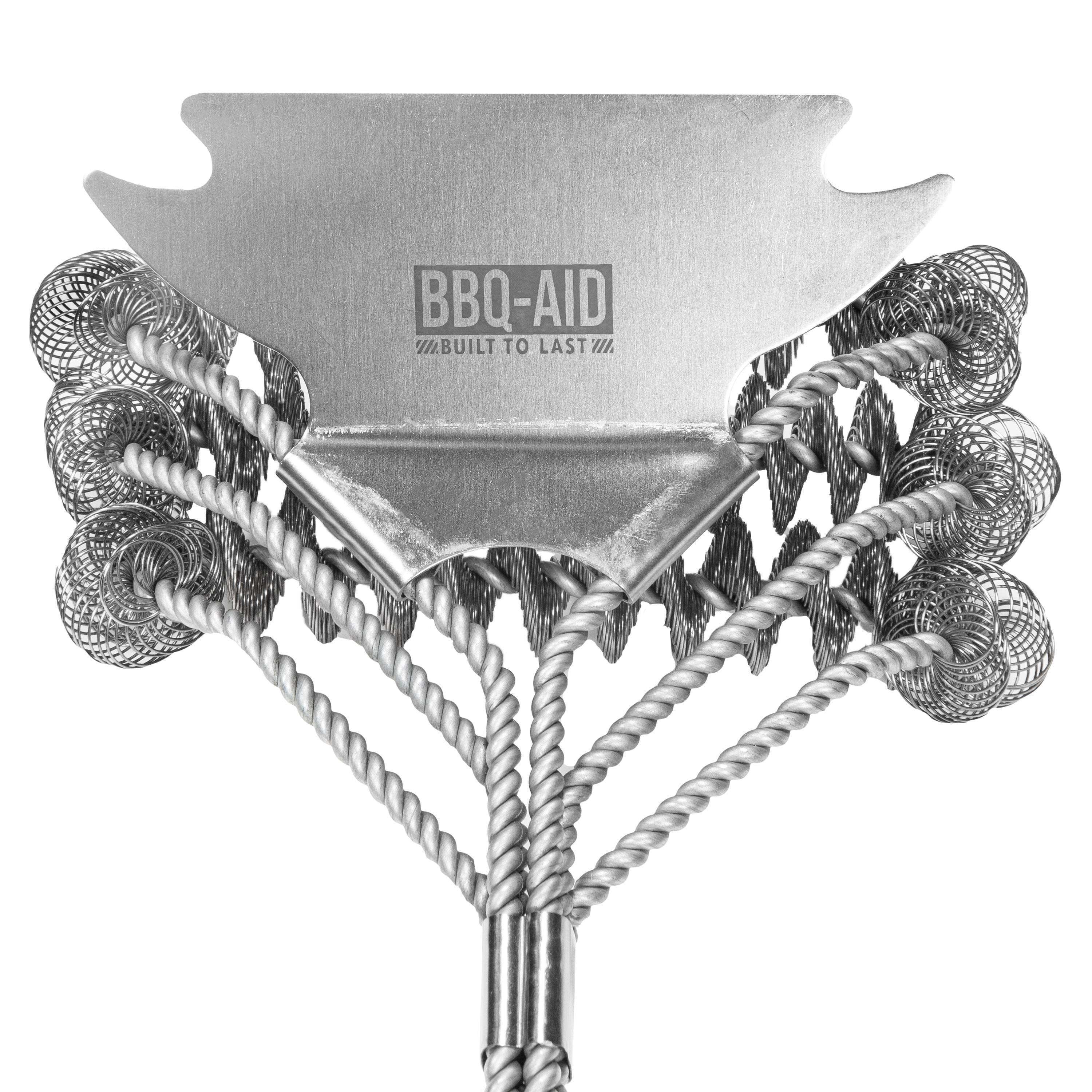 BBQ-AID Grill Brush for Outdoor Grill Bristle Free - 18" BBQ Brush for Grill Cleaning Kit - Safe BBQ Grill Cleaner Brush and Scraper - Stainless Grill Cleaning Brush for Any Grill, Grill Accessories