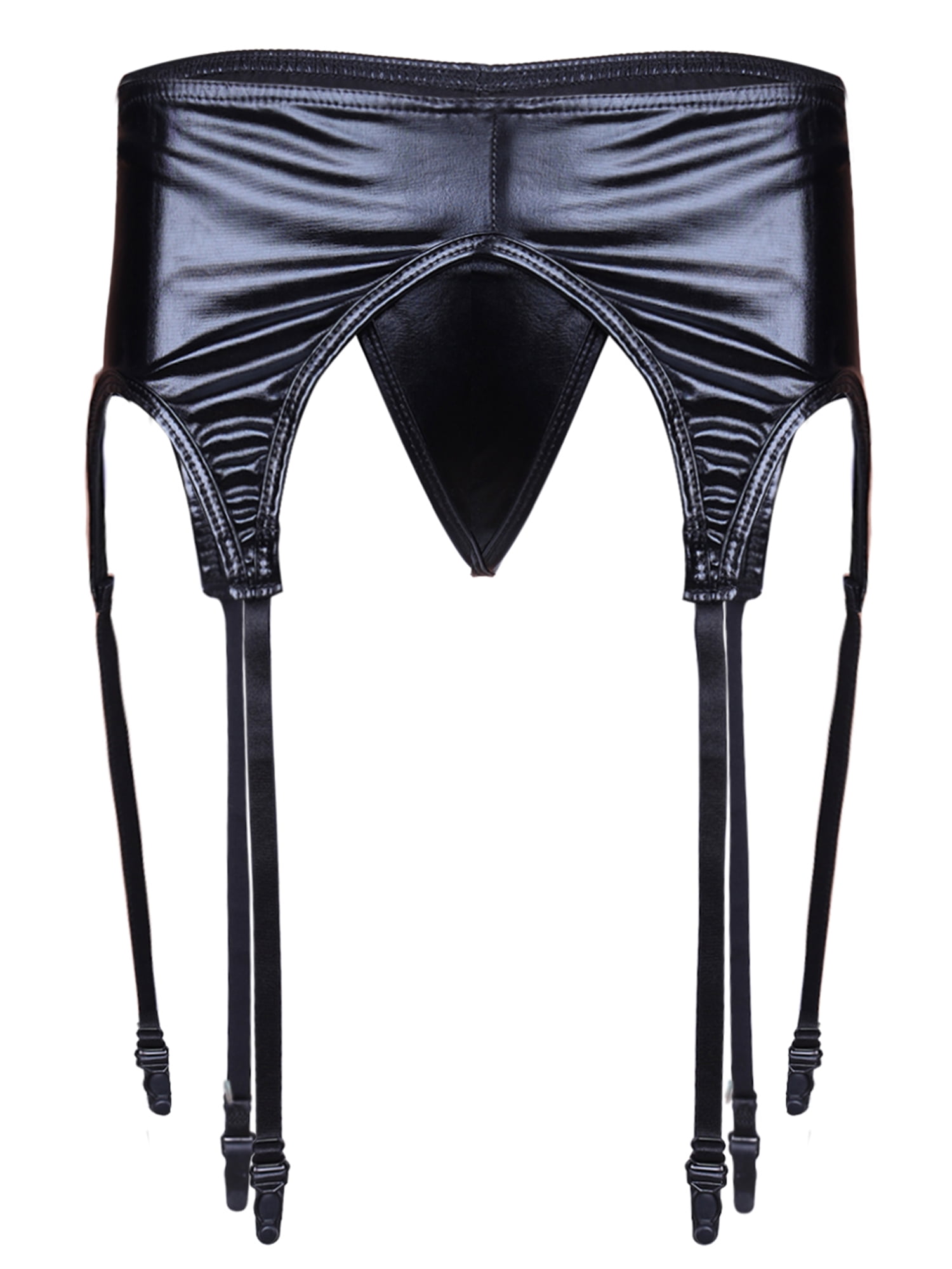iEFiEL Women Wetlook Patent Leather Sock Garter Belt Holder Fastener