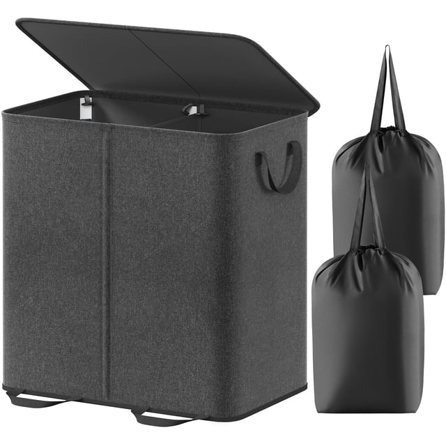 Cesto de ropa Lifewit doble con tapa y bolsas extraíbles 136 L