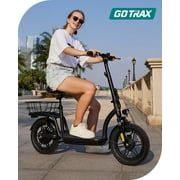 GOTRAX FLEX ULTRA Electric Scooter with Seat, 14 Tire 15.5Mph Power by Peak 500W Motor Comfortable EBike with Carry Basket for Adult