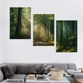 thumbnail image 4 of Nawypu Green Forest Canvas Wall Art Large Sunrise over Forest Painting Prints Green Spring Forest Nature Landscape Picture for Home Framed,3 Piece, 4 of 4
