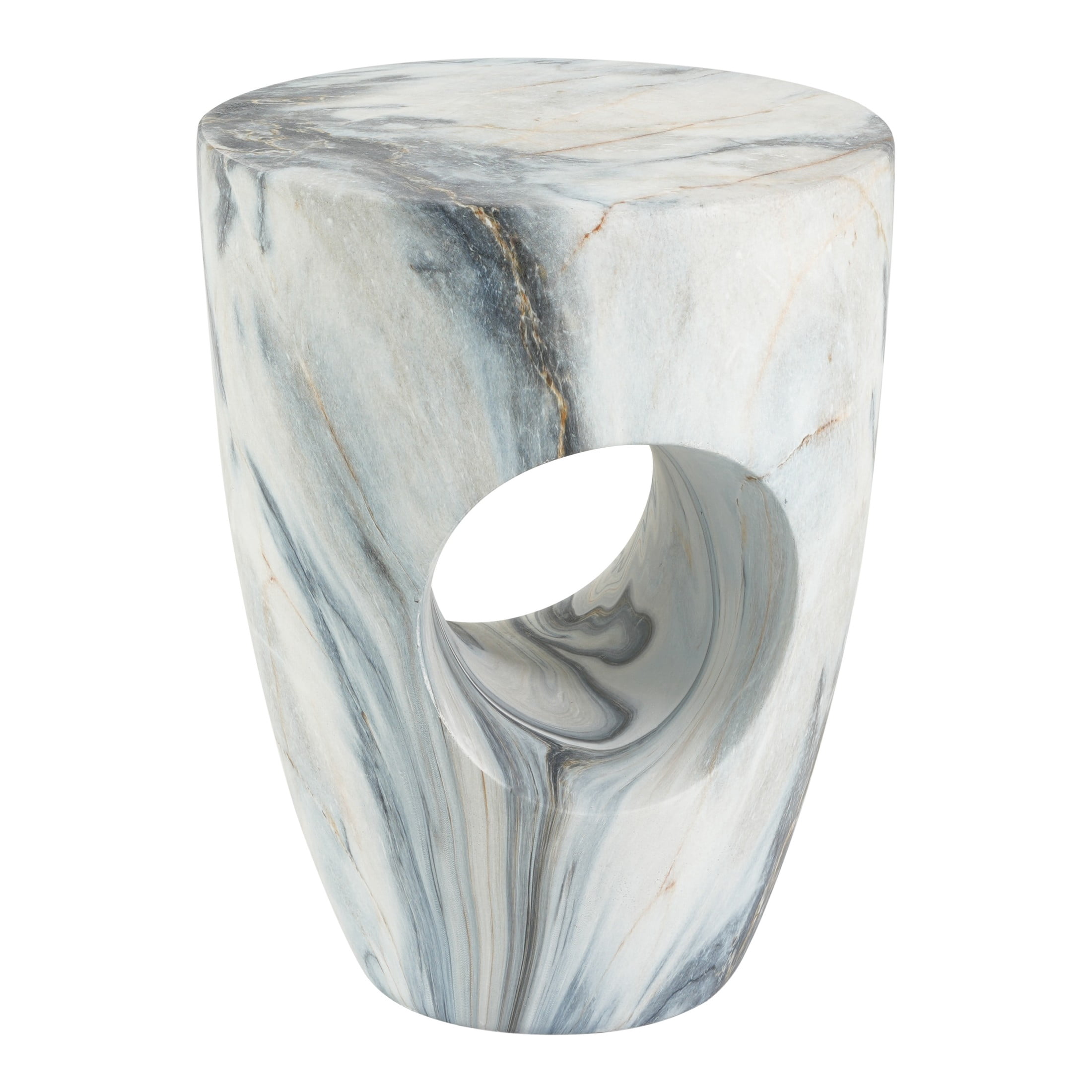 Christopher Knight Home 19.29" Modern Round Faux Marble Accent Side Table, Indoor Outdoor Use, Blue