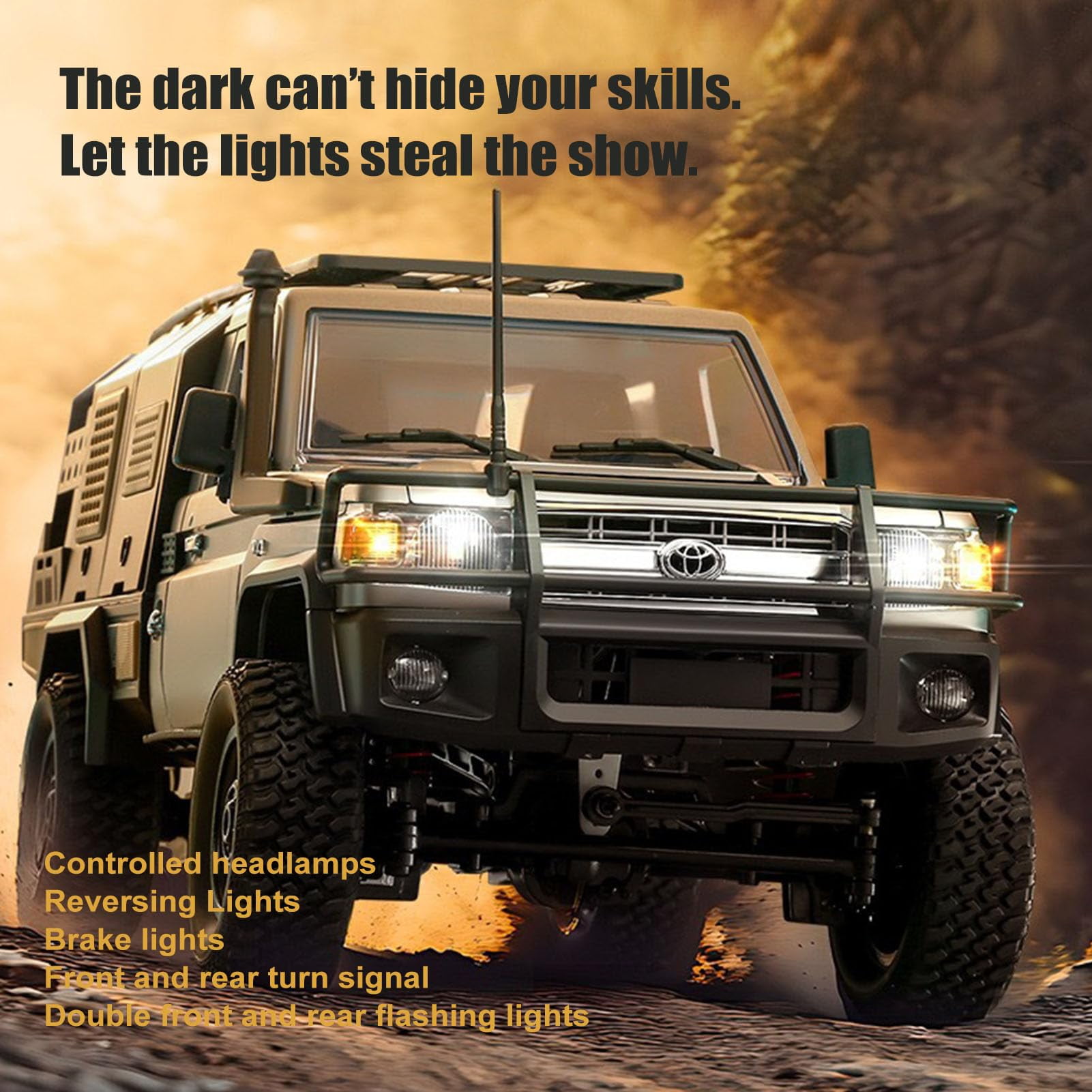 MN82S 1/12 Scale RC Rock Crawler Truck, 4WD Off-Road Remote Control Car with LED Lights, 2-Speed 2.4GHz Proportional Control, All Terrain RTR Hobby Toy for Adults